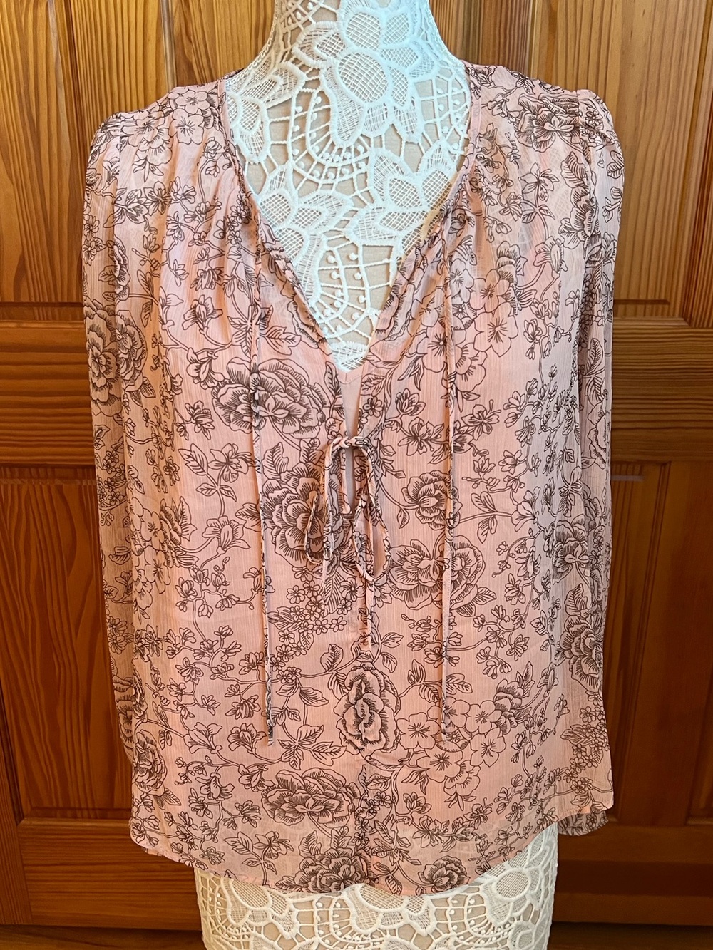 LOFT Lined Flowy Blouse with Ties
